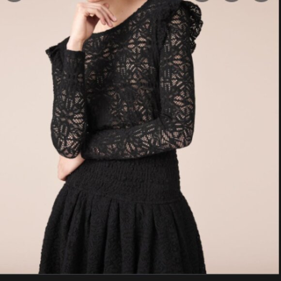 Maje Riley Long Sleeve Lace Dress